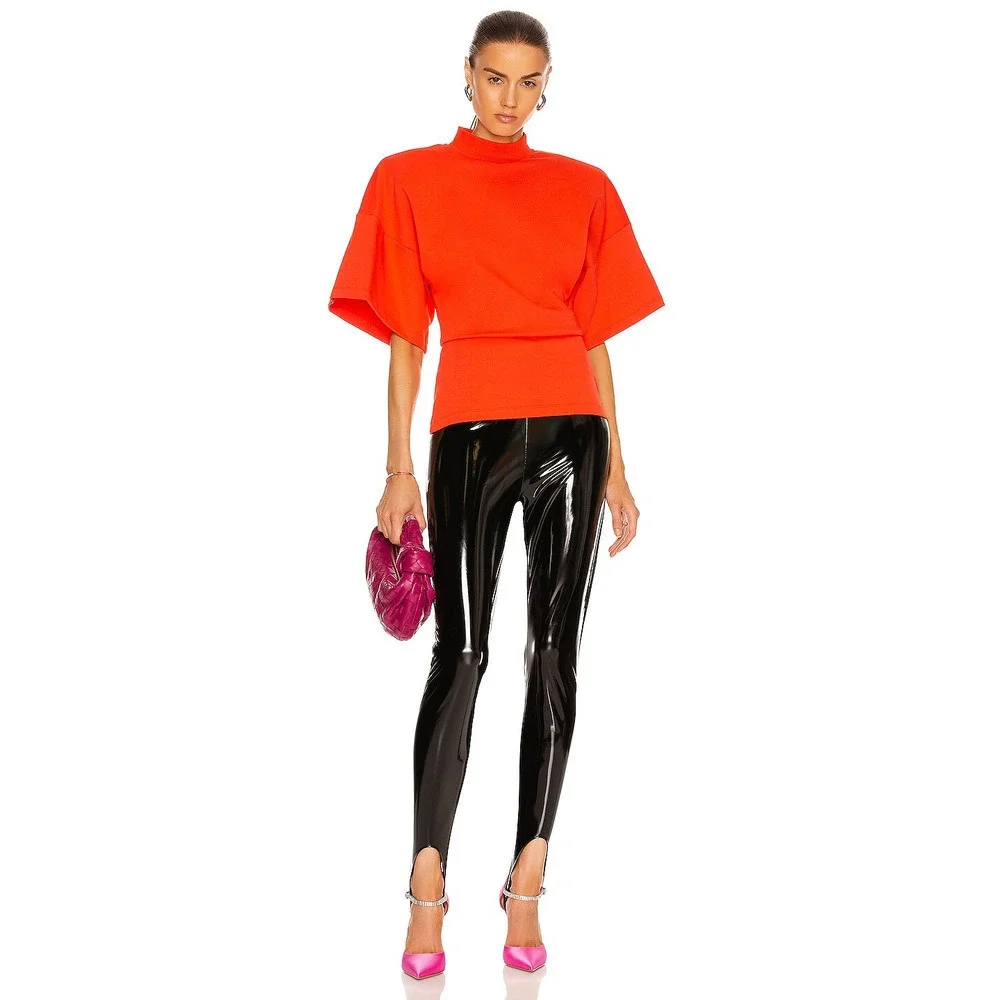 Wolford x Amina Muaddi Latex Stirrup Leggings Black Size 6 - Picture 4 of 9